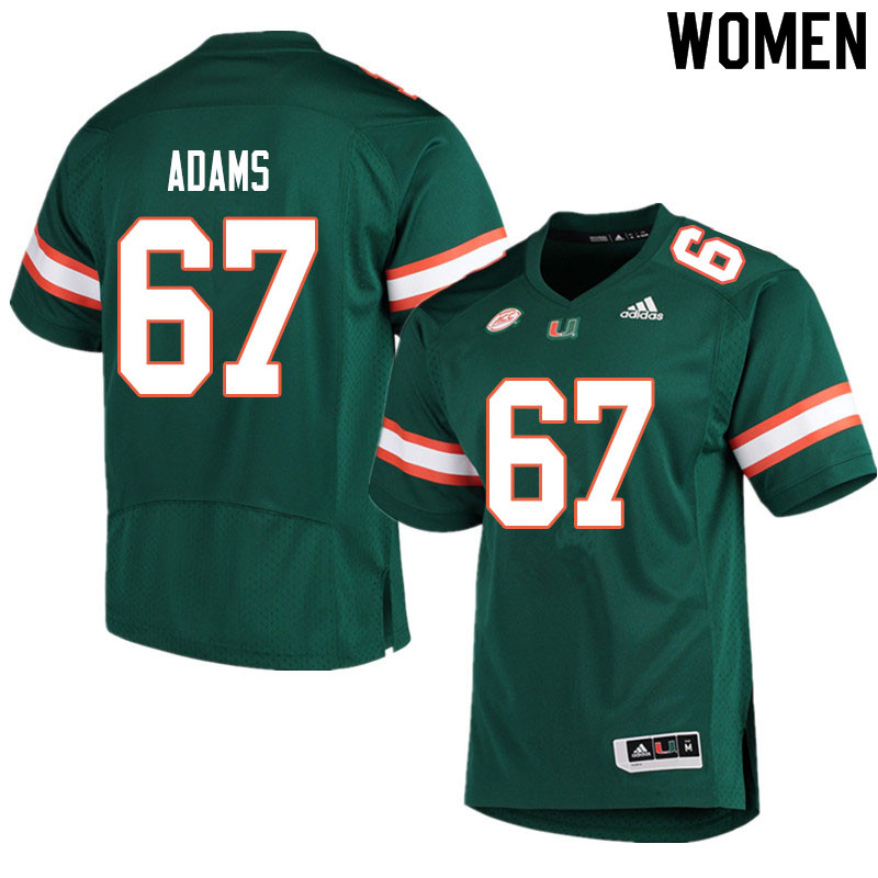 Women #67 Gavin Adams Miami Hurricanes College Football Jerseys Sale-Green
